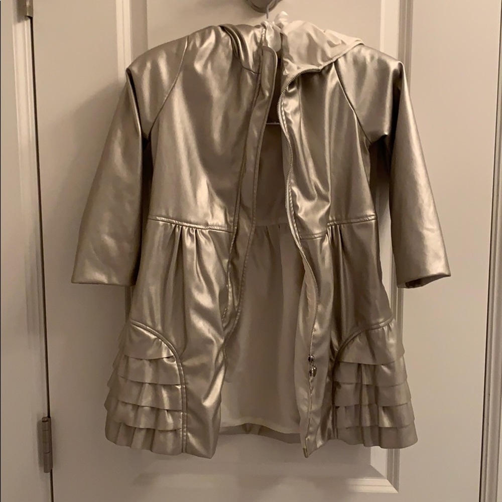Metallic faux leather coat